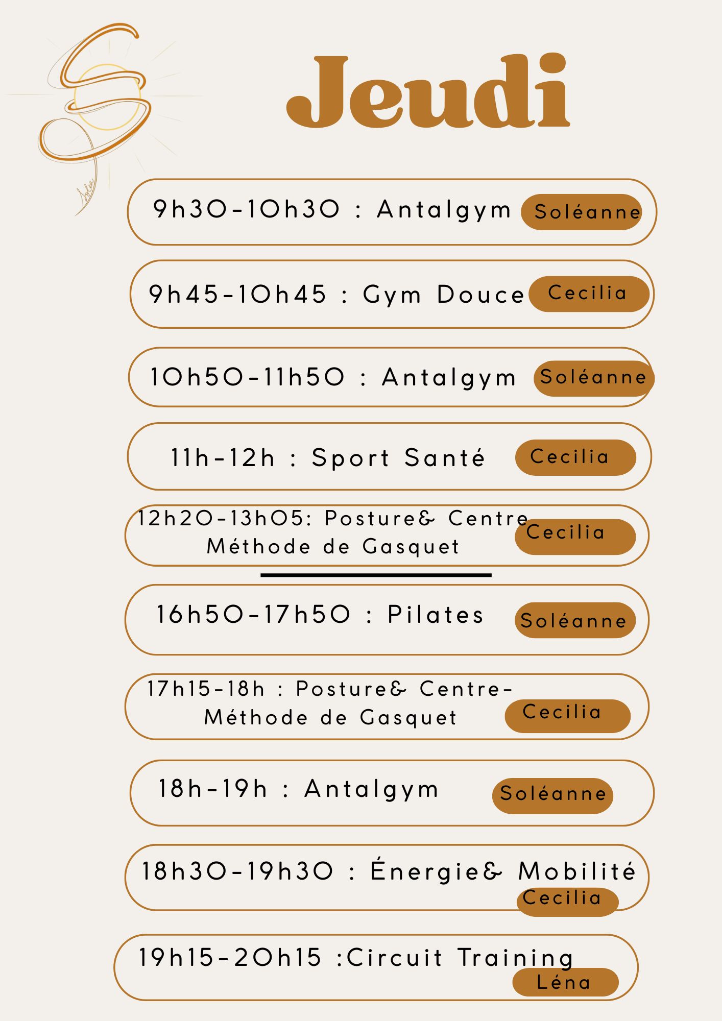 a.4 Planning Activité Sportive :  Jeudi